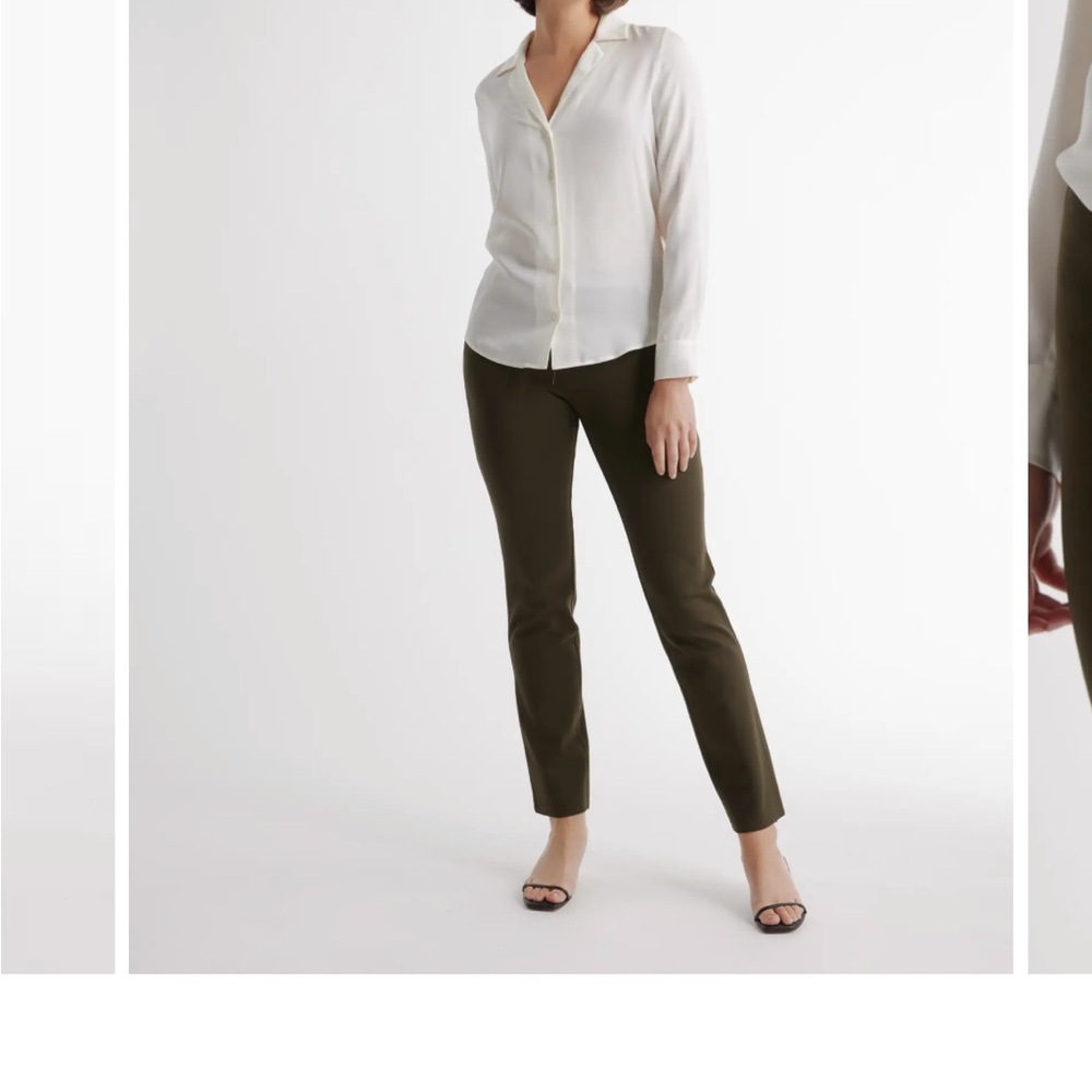 Quince ultra stretch ponte straight leg pants  Olive Green - 30 inch inseam.